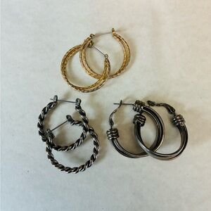 Elegant Gold and Silver Hoop Earrings Set